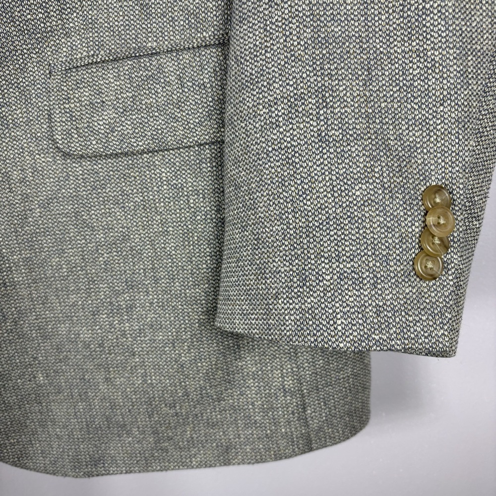 Lands' End Men's 46L Gray Beige Silk Wool Blend Single Vent Two Button Blazer - Picture 2 of 12